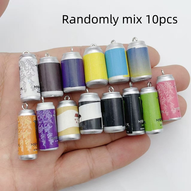 Drop Earrings - 10個入り ミニチュア シミュレーション飲料缶 レジンチャーム カラフルな模造ドリンクボトルペンダント DIY