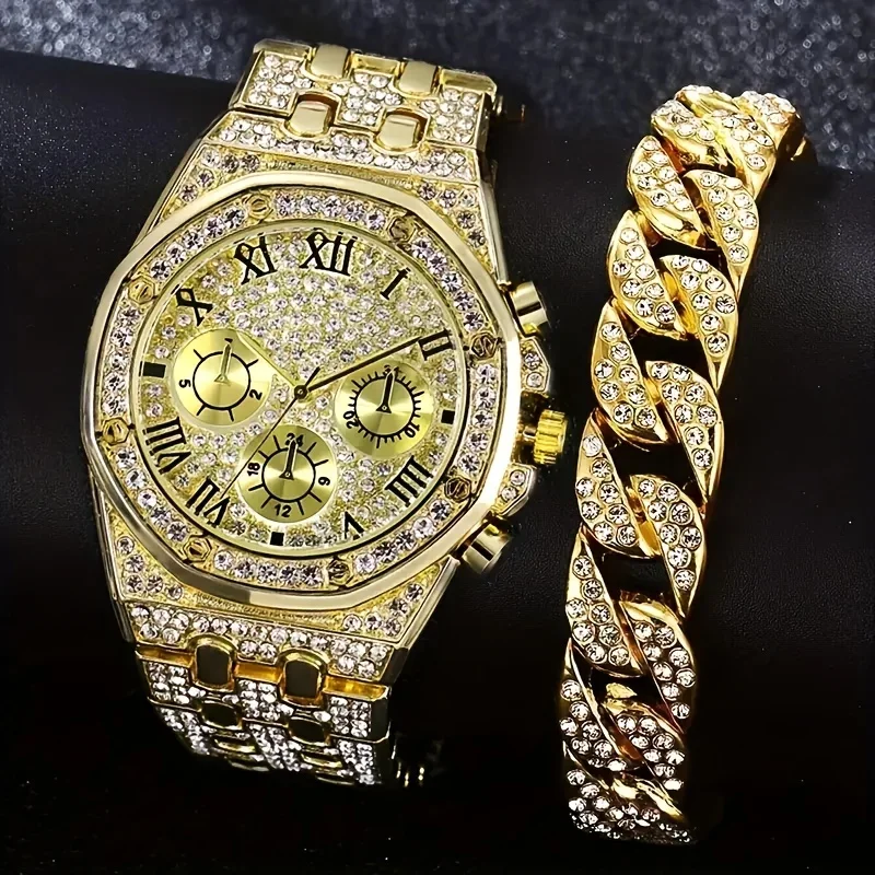 Icebox Jewelry Watches - 高級八角形ベゼルアイスクォーツ時計マルチパックローマ数字ダイヤルメンズヒップホップジュエリーギフトボックスなし