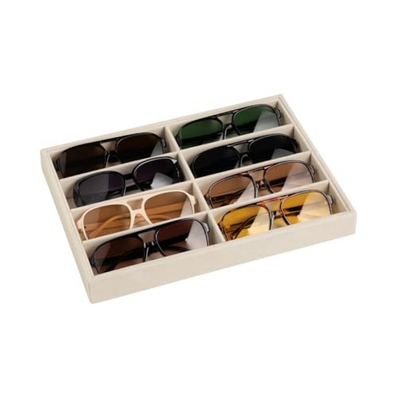 Jewelry Eyewear Watches & Accessories - サングラスオーガナイザー収納トレイ 8グリッド アイウェアウォッチホルダー ディスプレイ スタッカブル アイスベルベットトレイ