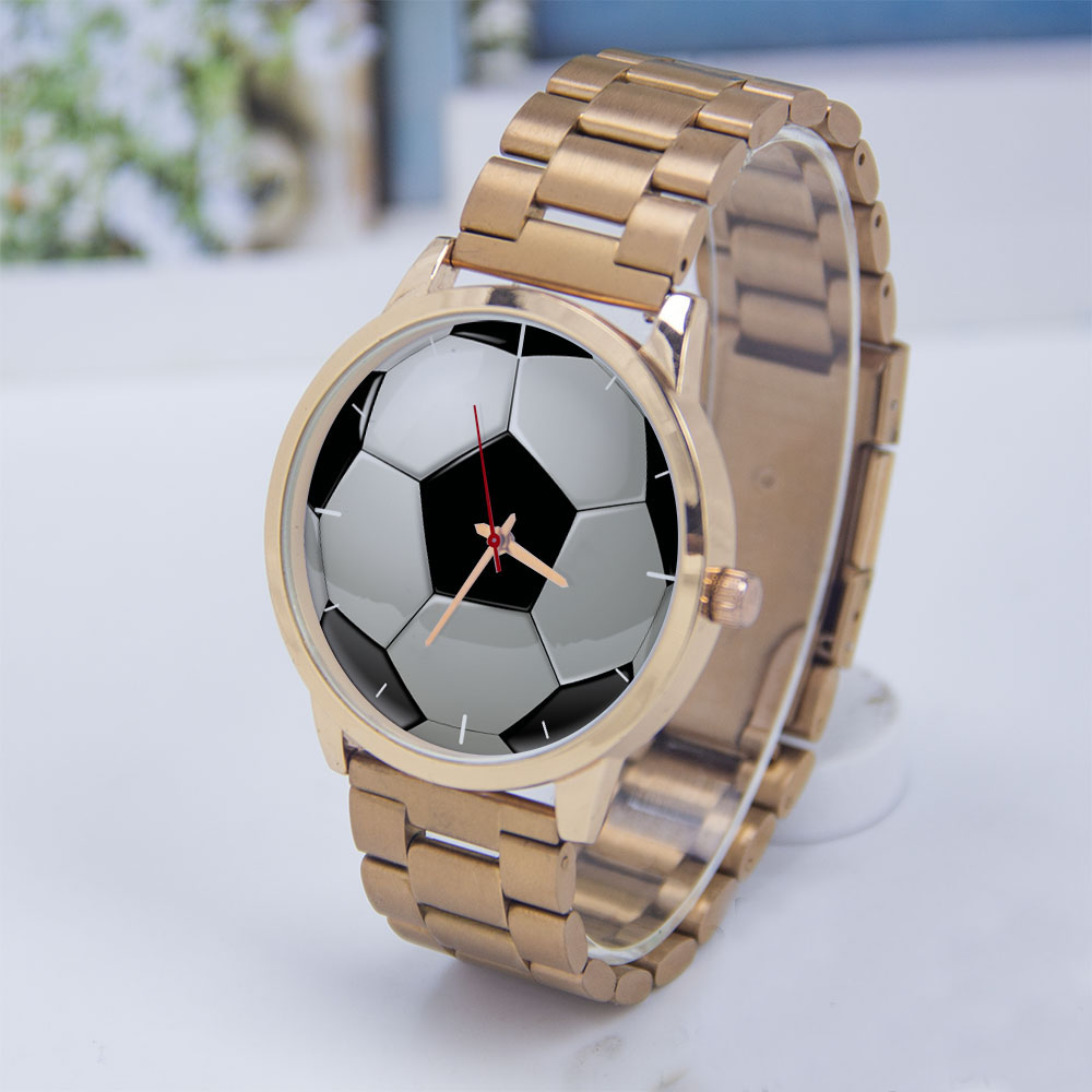Rose Gold Bracelet - サッカー フットボール デザイン ファン シルバー メンズ腕時計