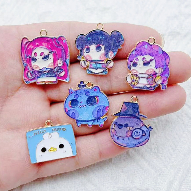 Drop Earrings - 10 個漫画アニメペンダントオイルドロップ合金 DIY イヤリングキーホルダーペンダントアクセサリー