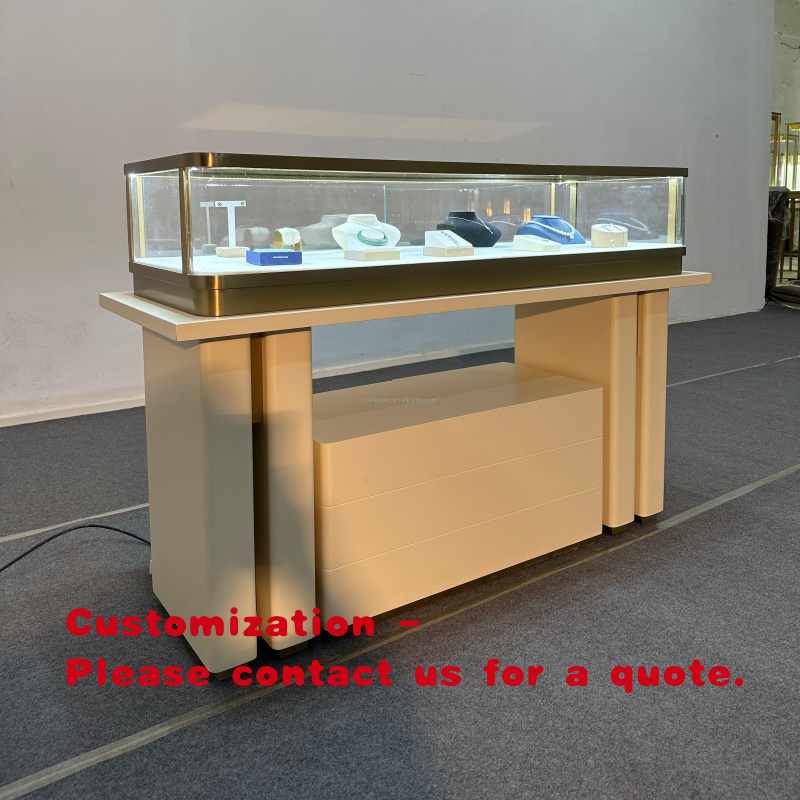 Jewelry And Watches Stores - カスタムステンレス製ジュエリーウォッチディスプレイテーブルショーケースキャビネットメタルガラスモダンラグジュアリーモール小売店展示メイドインジャパン