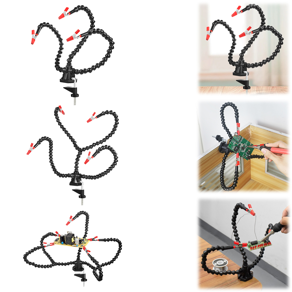 Jewelry Repair & Watches Photos - デスククランプはんだ付けサードハンドツール 3/4/5 個フレキシブルアーム PCB ホルダースタンド電子修理はんだ付けジュエリー工芸品