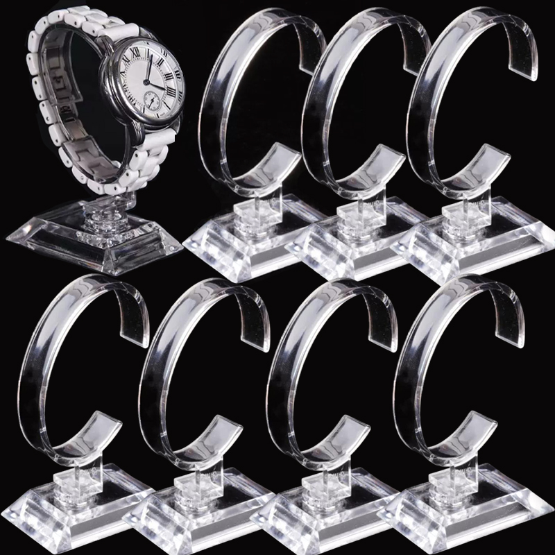Jewellery Watch - 1-10 個卸売透明時計ディスプレイラック C リング透明ブラケットカウンターディスプレイラック時計ブレスレットディスプレイ小道具
