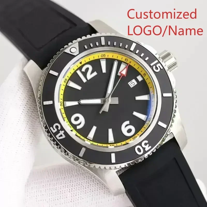 Jewellery Watch - A11 ストアカスタマイズされた腕時計メンズ腕時計ブラックブルー発光ステンレス鋼回転ベゼル自動機械式ラバー