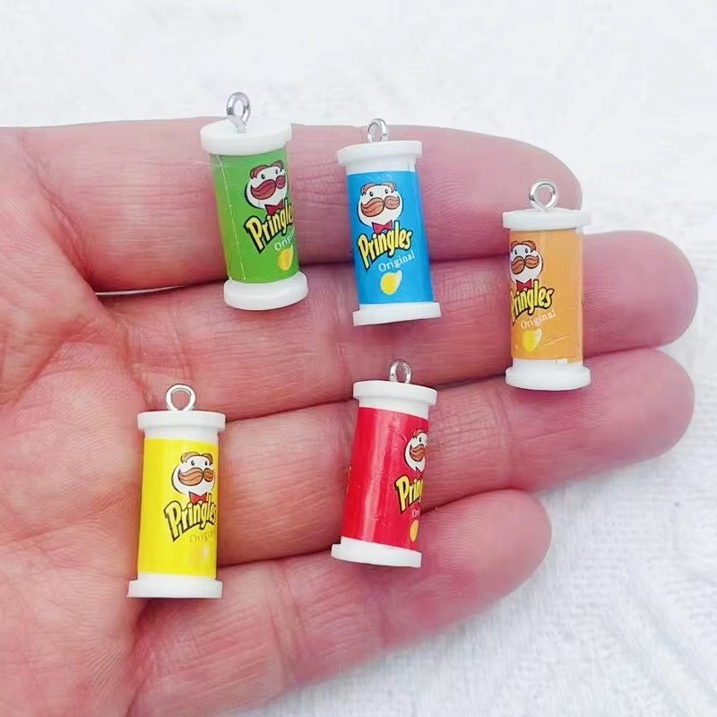 Drop Earrings - 10個入り シミュレーション3Dバケツ型ポテトチップススナック樹脂ペンダント DIYジュエリーアクセサリー イヤリング キーホルダー ヘアアクセサリー
