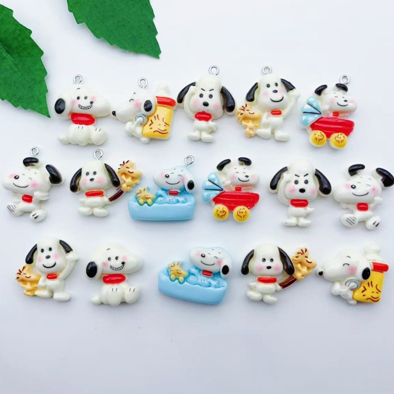 Drop Earrings - 12個入り樹脂製漫画犬ペンダント、DIYジュエリー製作イヤリング、キーホルダーアクセサリー