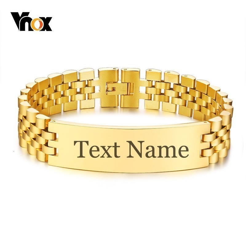 Jewellery Watch - Vnox メンズ 15 ミリメートルワイド id タグブレスレット無料パーソナライズ彫刻名愛情報