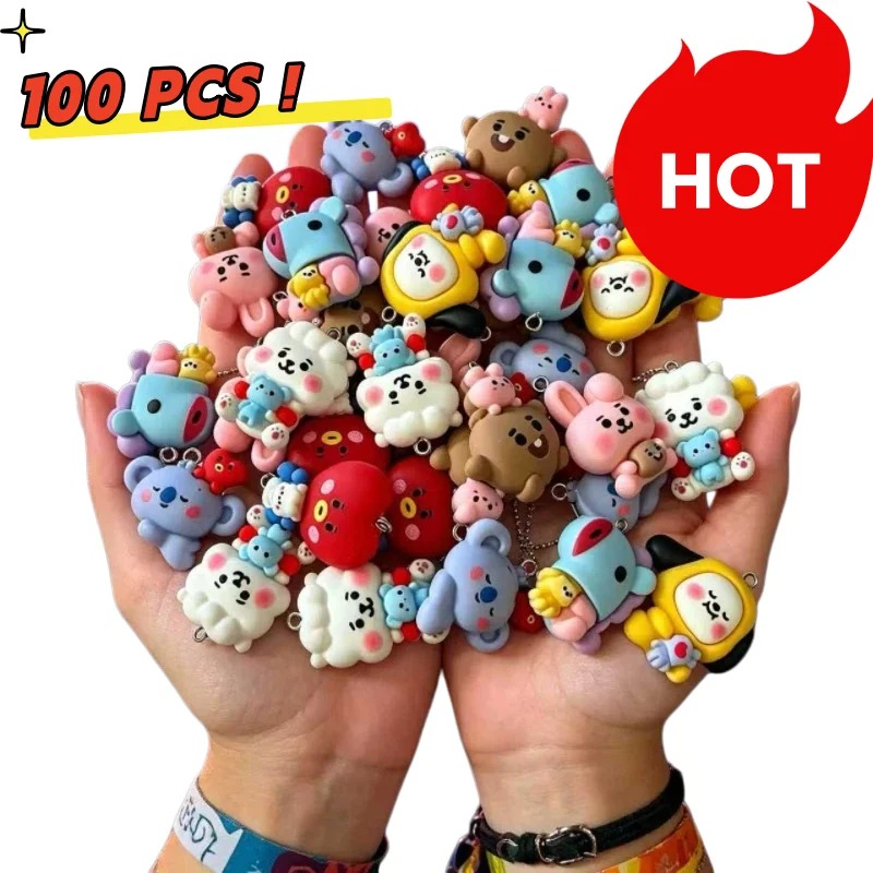 Drop Earrings - 7 個 BT21 樹脂漫画チャーム DIY アクセサリークラフト用品ジュエリー作成用イヤリングネックレスブレスレットペンダント電話デコ