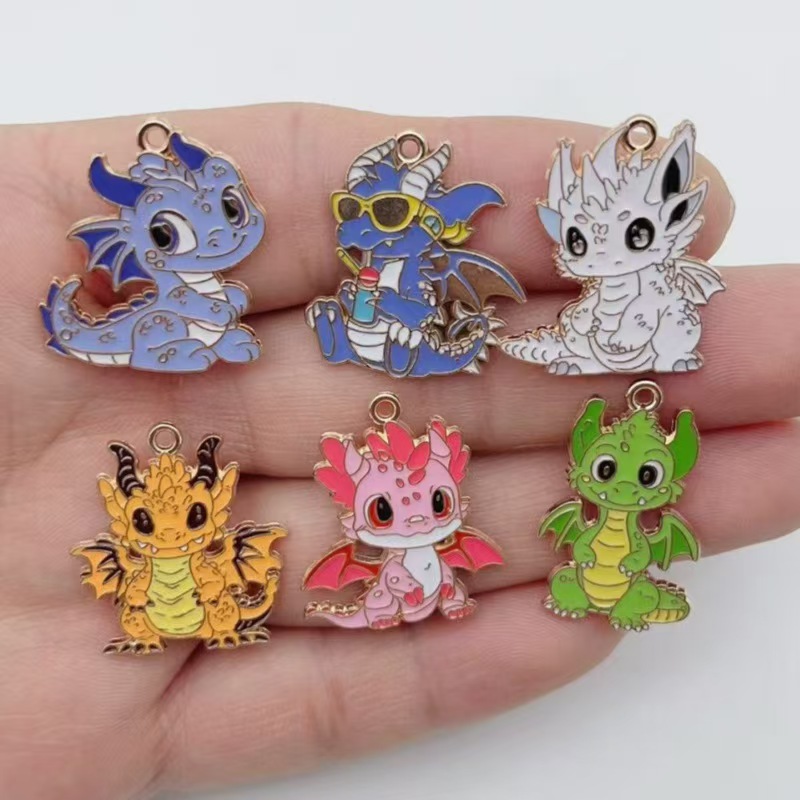 Drop Earrings - 10 個パーソナライズされたリトルフライングドラゴン DIY 漫画ドリップオイルジュエリーアクセサリーシングルハンギングかわいいペンダントイヤリングネックレス K