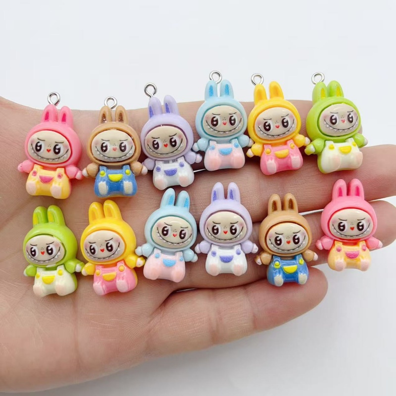 Drop Earrings - 10 個かわいいウサギイチゴハウス樹脂チャーム素敵な漫画の動物ペンダントイヤリングキーホルダー DIY ジュエリーメイク用