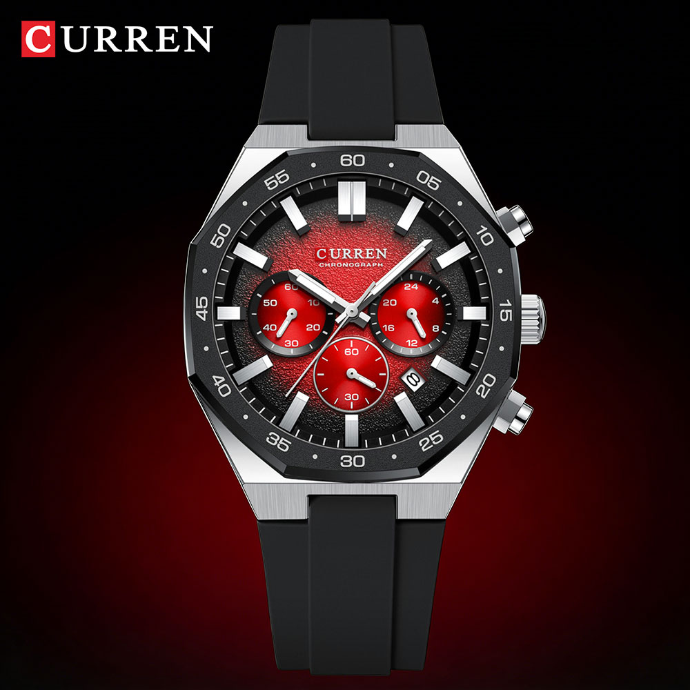 Jewellery Watch - CURREN ファッションカジュアルメンズスポーツウォッチクロノグラフシリコンベルト自動日付ダイヤルクォーツ腕時計男性リロイレロジオ Masculino