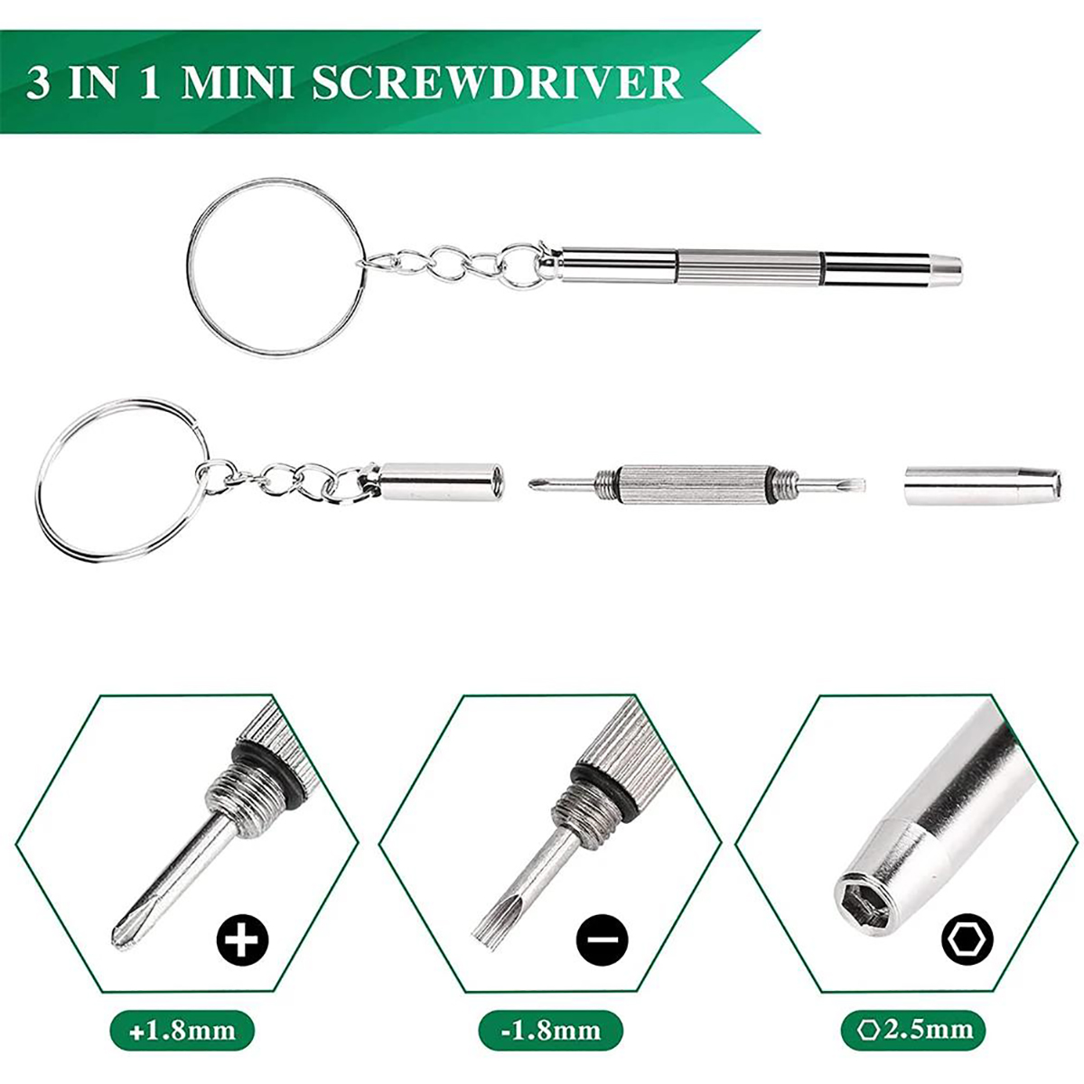 Watch Repair Tool Kit - 1/2/10 個ミニ 3 in1 ドライバー眼鏡光学眼鏡ポータブル眼鏡時計修理キット実用的な家庭用ハンドツール