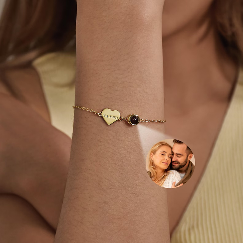 カスタムネームブレスレット 写真投影ブレスレット 女性用 刻 - Rose Gold Bracelet のレビューと価格