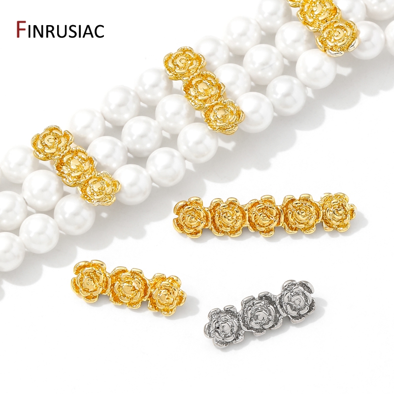 18K金メッキ真鍮製ローズフラワービーズセパレーター、ネック - Rose Gold Bracelet のレビューと価格