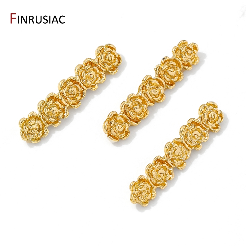 18K金メッキ真鍮製ローズフラワービーズセパレーター、ネック - Rose Gold Bracelet のレビューと価格
