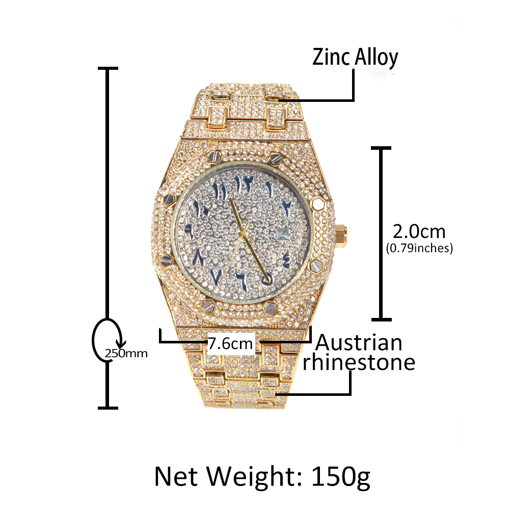 The bling king-男性用アラビア数字の時計,高級 - King'S Jewelry Watches のレビューと価格