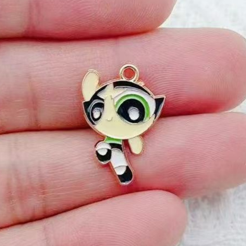 10個入り 合金製オイルドリップ漫画ガールペンダント、DIY - Drop Earrings のレビューと価格