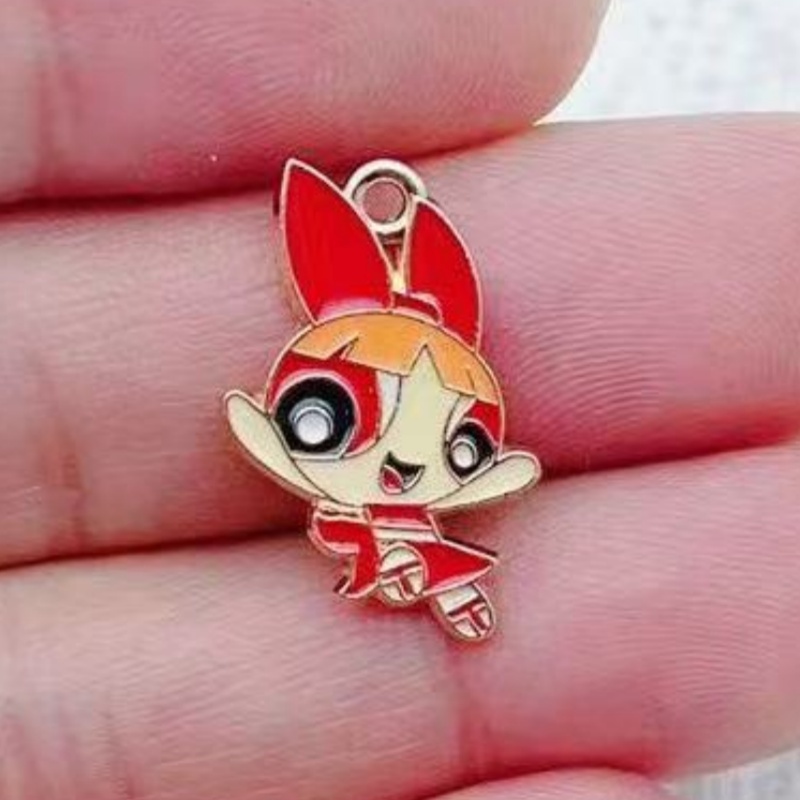 10個入り 合金製オイルドリップ漫画ガールペンダント、DIY - Drop Earrings のレビューと価格