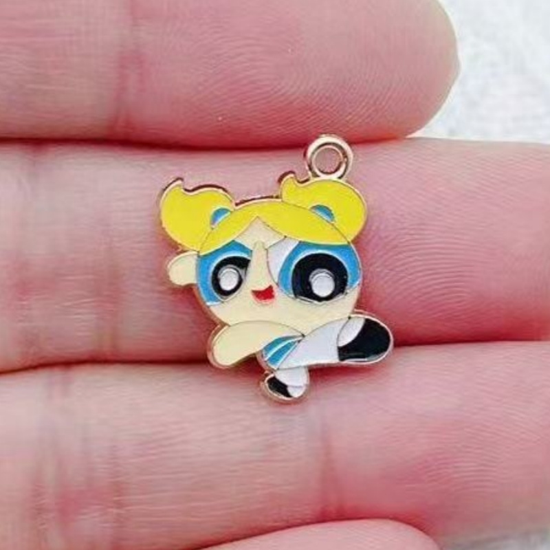 10個入り 合金製オイルドリップ漫画ガールペンダント、DIY - Drop Earrings のレビューと価格