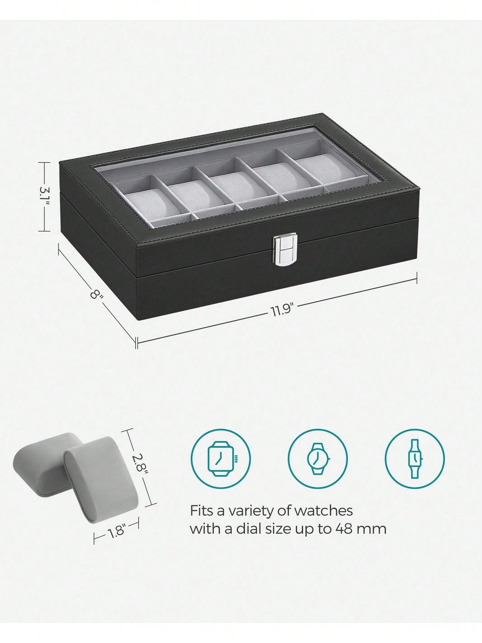 12スロットのロック可能な時計ボックス、ガラス蓋と引き出し付 - Jewellery Watch のレビューと価格