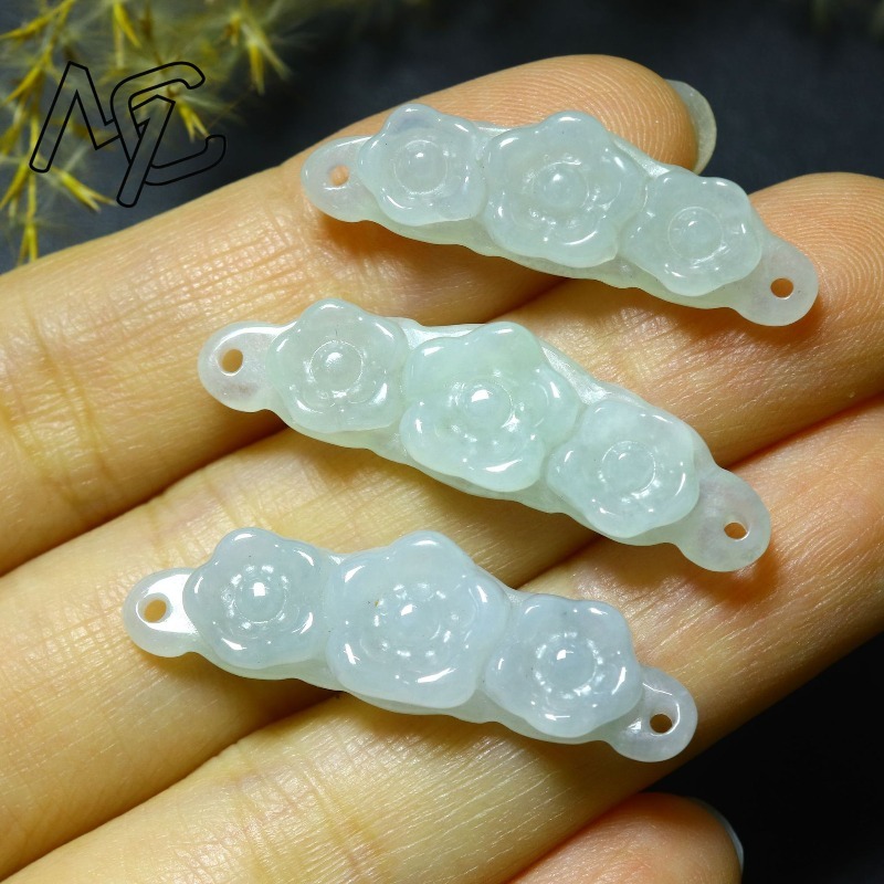 1pc 天然翡翠エメラルドフラワーハンドカード DIY アク - Jewelry & Watches Vitopoulos Reviews のレビューと価格