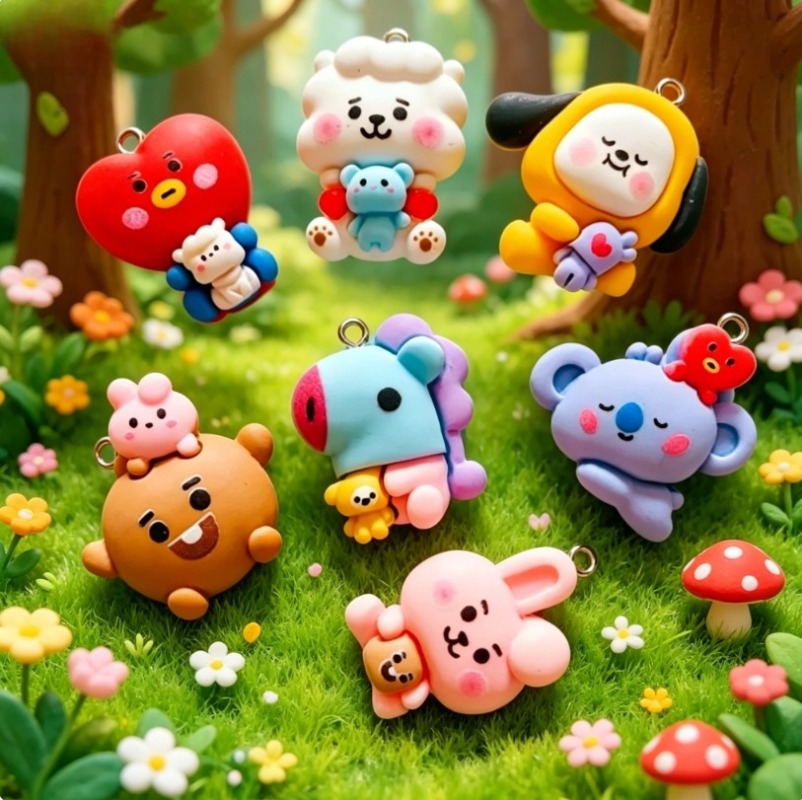 7 個 BT21 樹脂漫画チャーム DIY アクセサリークラ - Drop Earrings のレビューと価格