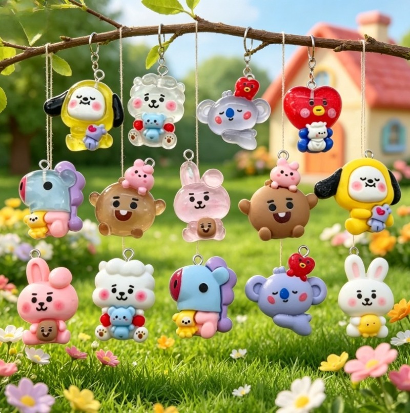 7 個 BT21 樹脂漫画チャーム DIY アクセサリークラ - Drop Earrings のレビューと価格
