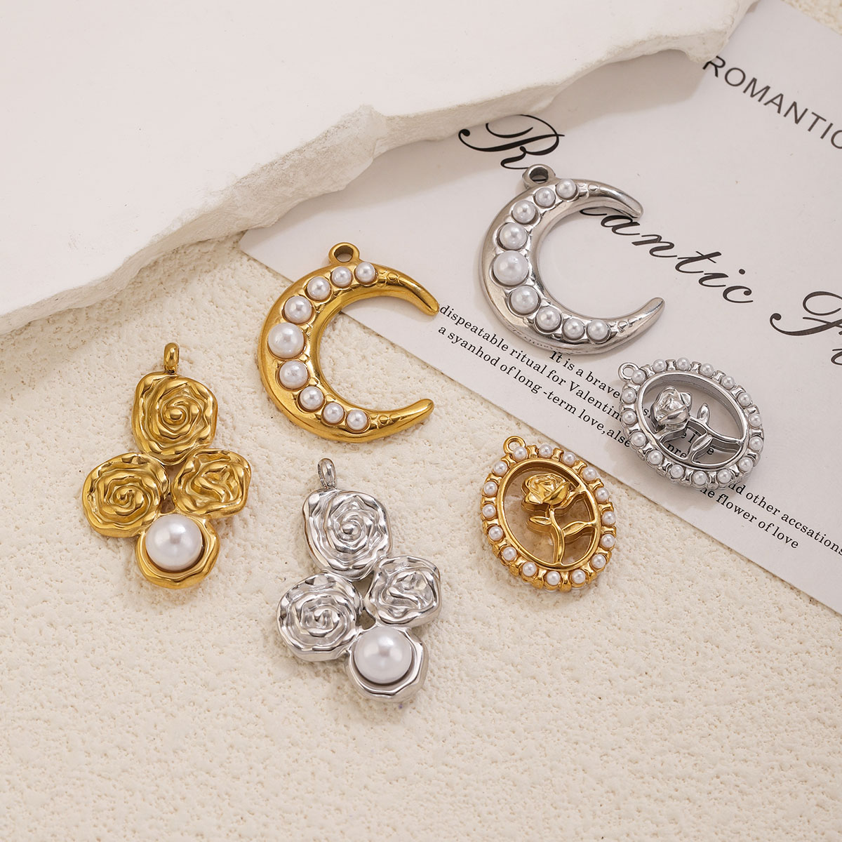 5個入り ステンレス製 18K金メッキ ムーンローズパールチ - Rose Gold Bracelet のレビューと価格