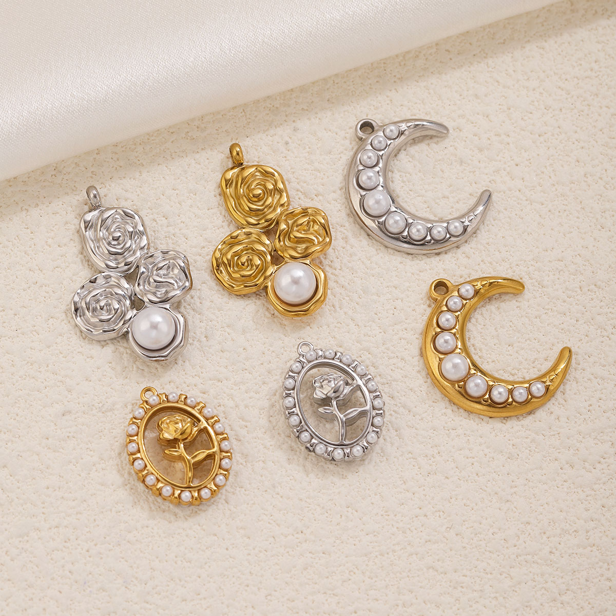 5個入り ステンレス製 18K金メッキ ムーンローズパールチ - Rose Gold Bracelet のレビューと価格