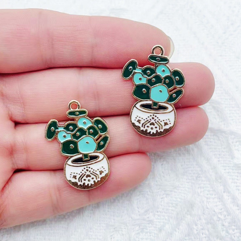 10 個サボテン植物オイルドロップ合金ジュエリーアクセサリー - Drop Earrings のレビューと価格