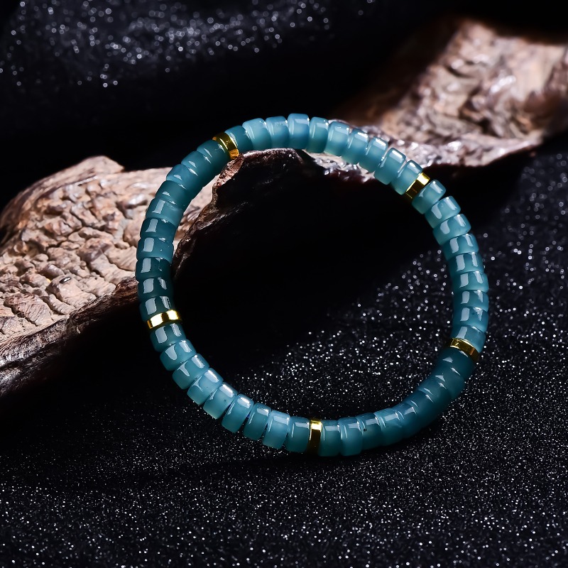 天然翡翠ブルーウォーターそろばんビーズスペーサーブレスレット - Jewelry & Watches Vitopoulos Reviews のレビューと価格