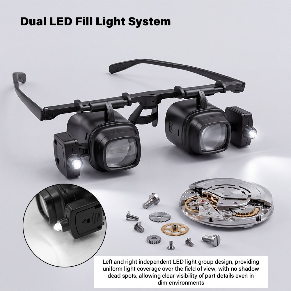 ポータブル 2X-24X ヘッドバンド拡大鏡 2 LED ラ - Jewelry Eyewear Watches & Accessories のレビューと価格