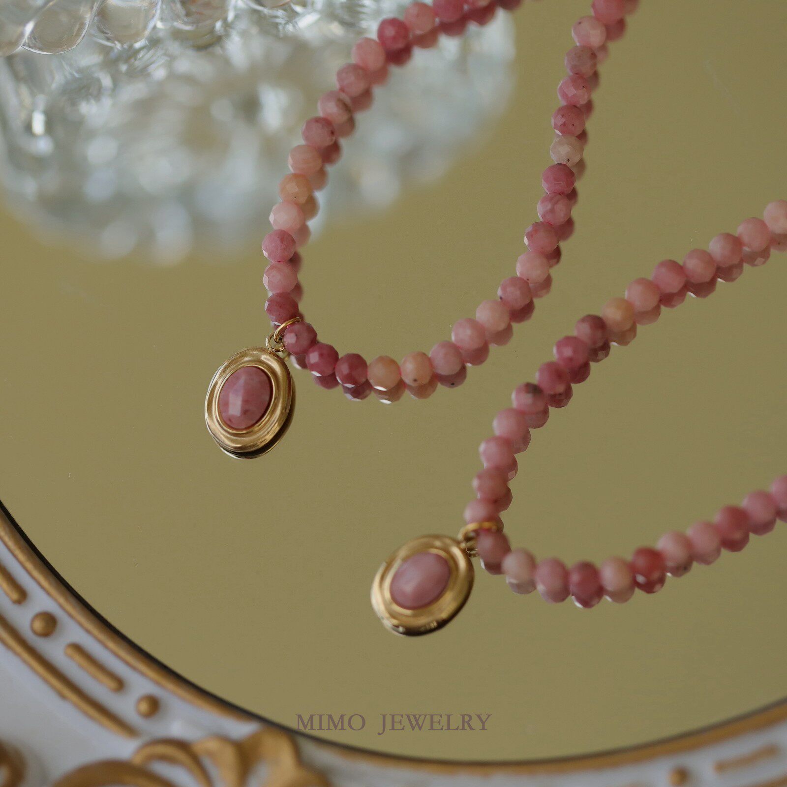 1 個チタン鋼金メッキドライローズ色のファセットレッドストー - Rose Gold Bracelet のレビューと価格