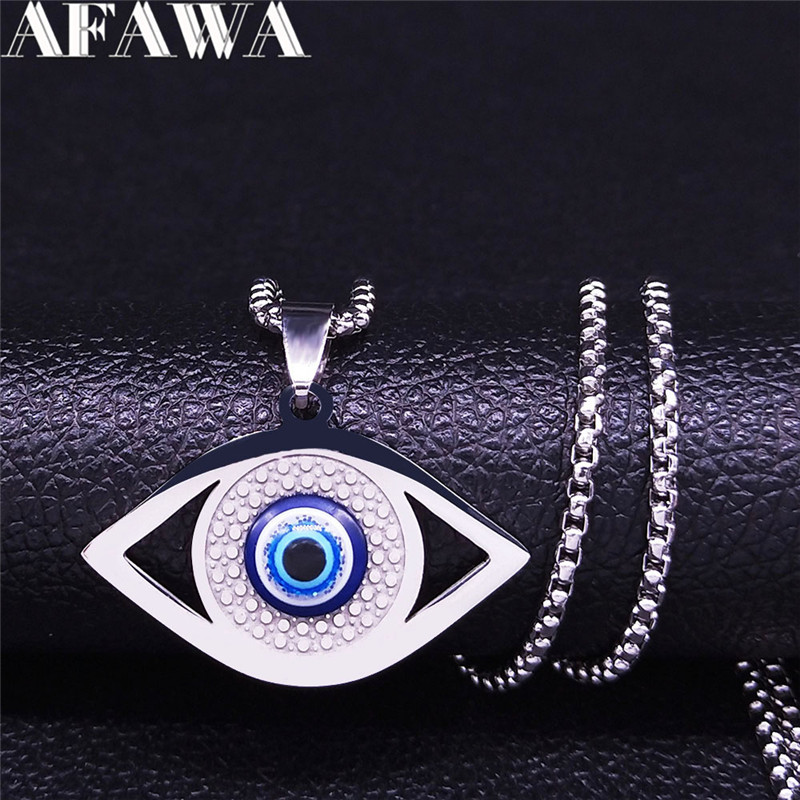 イスラム ハムサ 邪視除けブルーアイネックレス ステンレスス - Jewelry & Watches Vitopoulos Reviews のレビューと価格