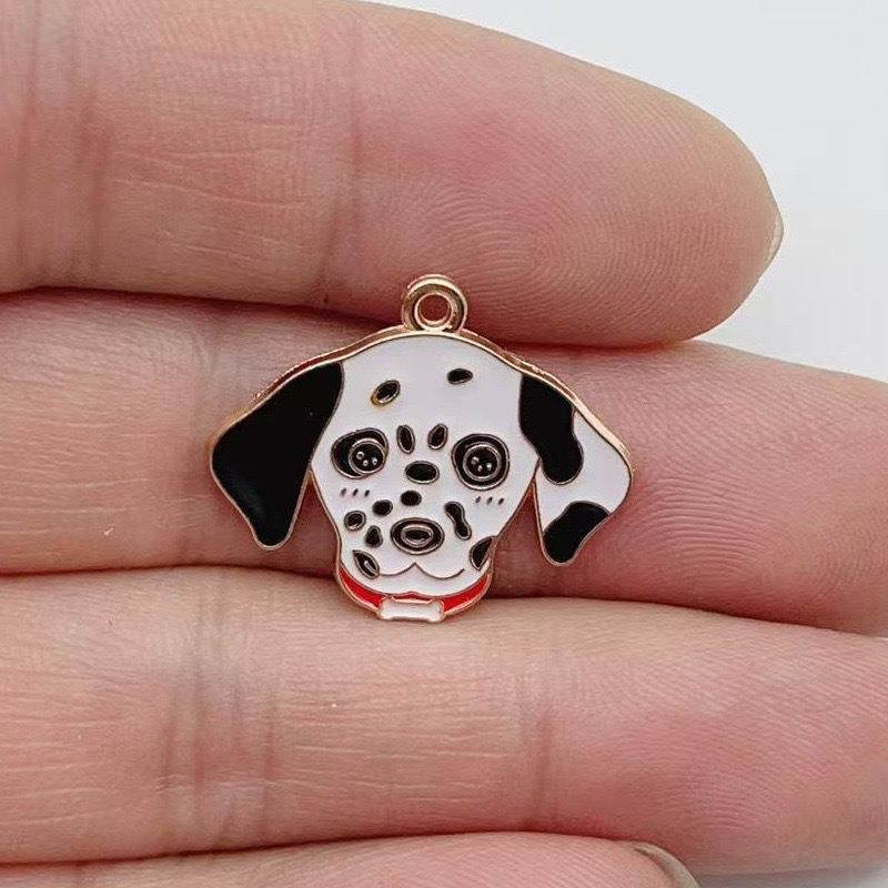 12個入り漫画ペット斑点犬合金オイルドロップペンダント、DI - Drop Earrings のレビューと価格