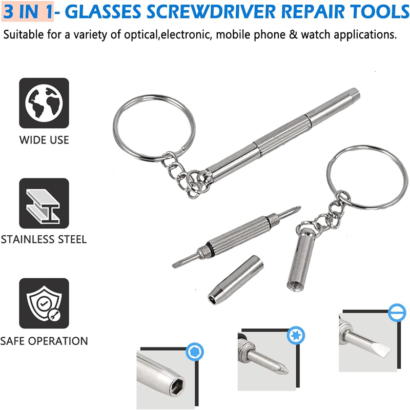 ミニハンドメガネドライバー 3-in-1 眼鏡修理キット多機 - Watch Repair Tool Kit のレビューと価格