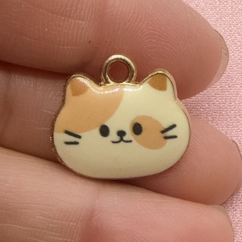 12個入りプリント猫ヘッド合金ドリップオイルペンダント、DI - Drop Earrings のレビューと価格