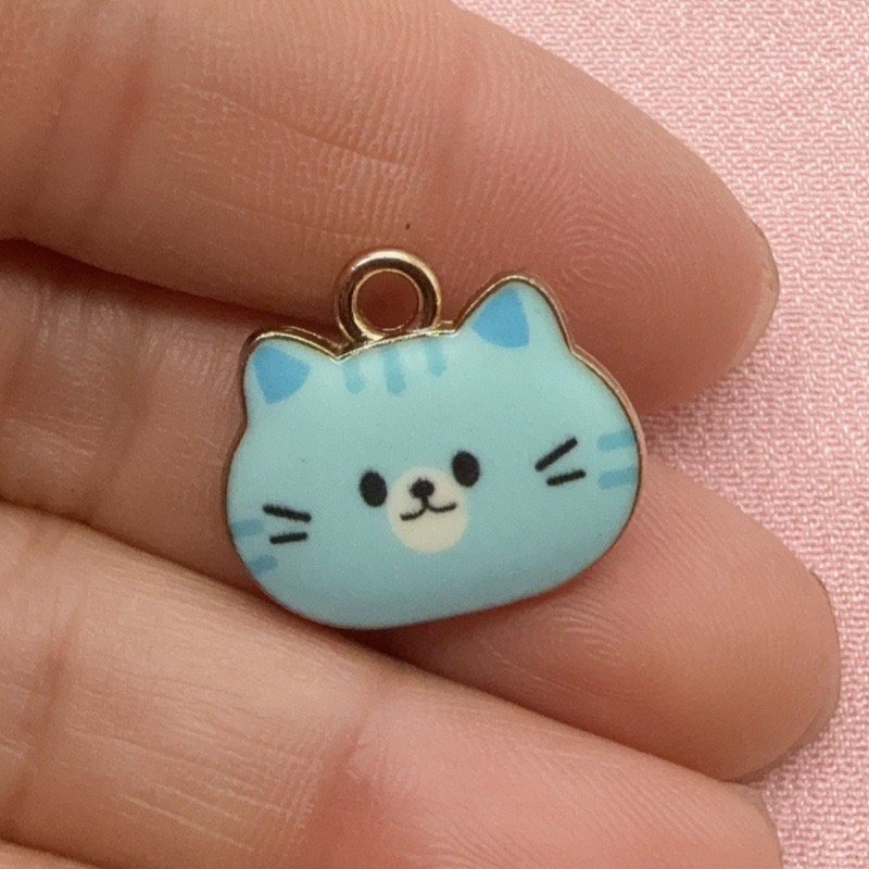 12個入りプリント猫ヘッド合金ドリップオイルペンダント、DI - Drop Earrings のレビューと価格