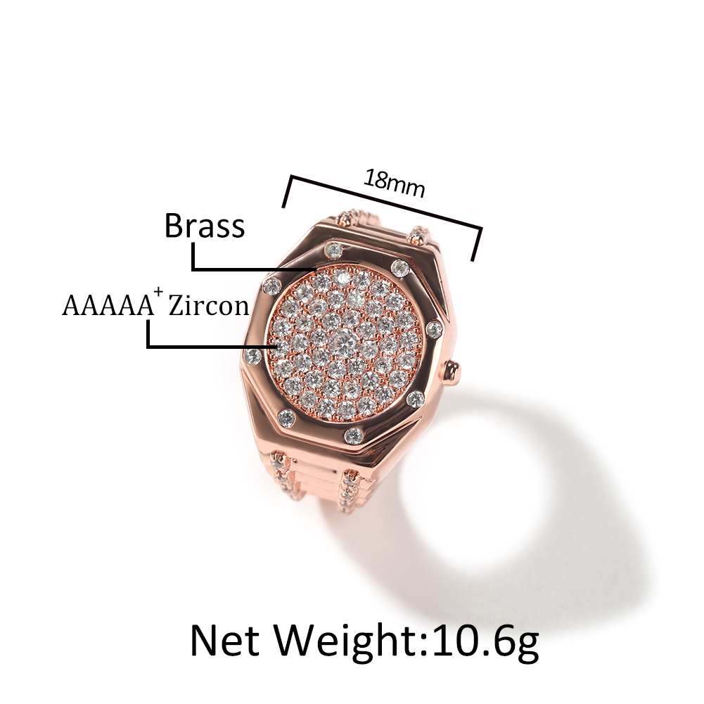ブリンブリンキング幾何学的な八角形指輪アイスアウトキュービッ - King'S Jewelry Watches のレビューと価格