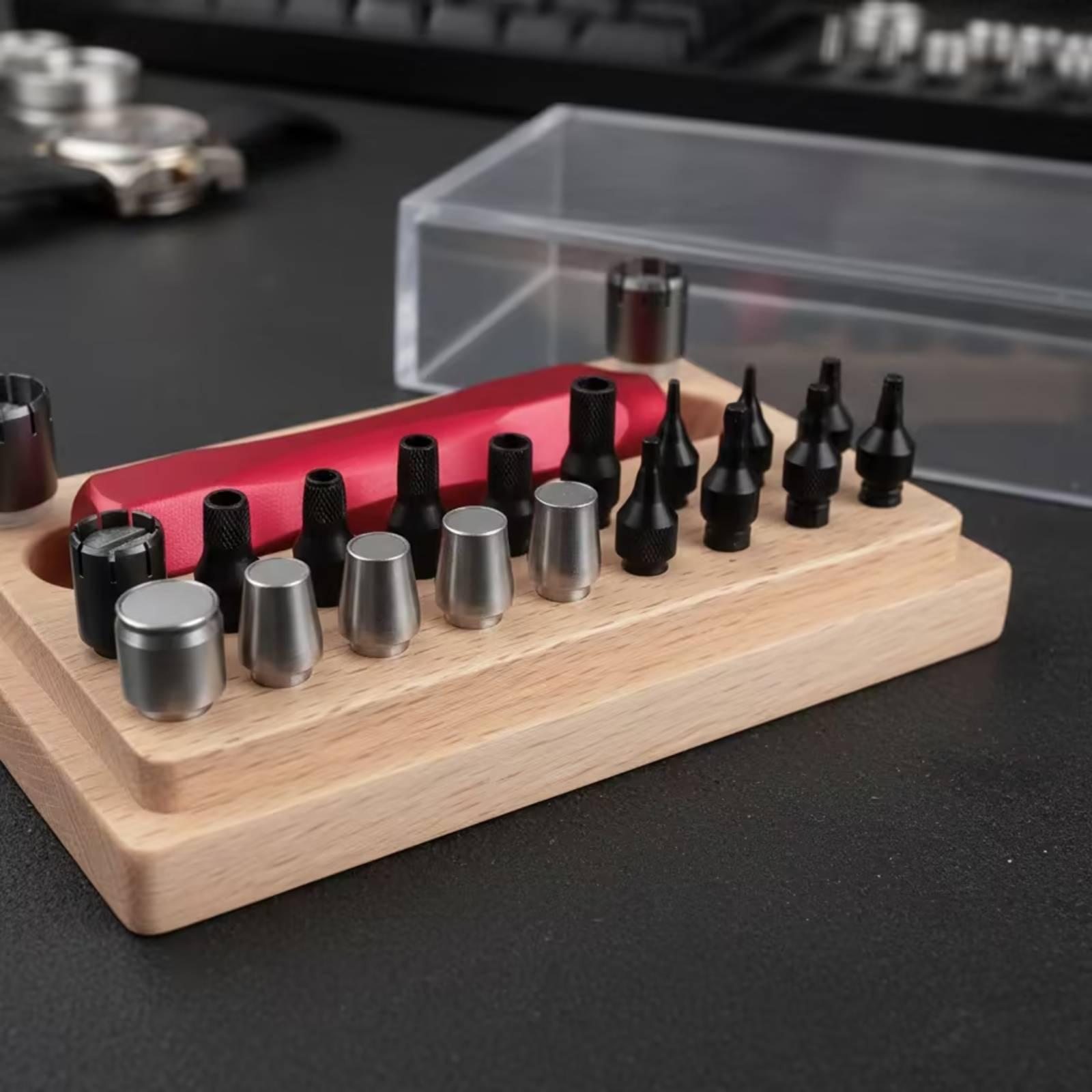 時計修理キット、赤いハンドルと木製オーガナイザー付き時計メン - Watch Repair Tool Kit のレビューと価格